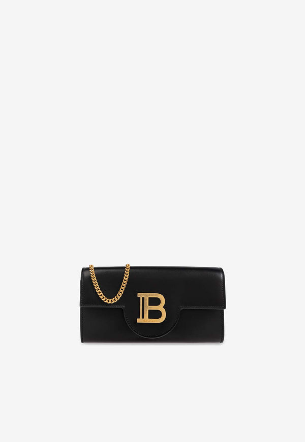 Balmain B-Buzz Leather Chain Clutch Black DN1ON197 LAVE-0PA