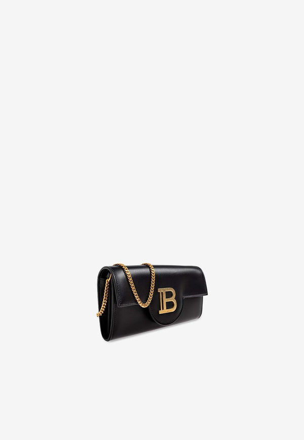 Balmain B-Buzz Leather Chain Clutch Black DN1ON197 LAVE-0PA