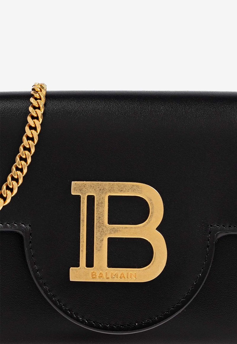 Balmain B-Buzz Leather Chain Clutch Black DN1ON197 LAVE-0PA