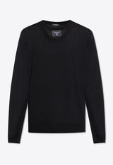 Balmain Double-Collar Wool Knit Sweater Black EH1KD145 KH92-0PA