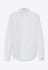 Balmain Embroidered Collar Long-Sleeved Shirt White EH1HS409 CF43-0FA