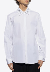 Balmain Embroidered Collar Long-Sleeved Shirt White EH1HS409 CF43-0FA