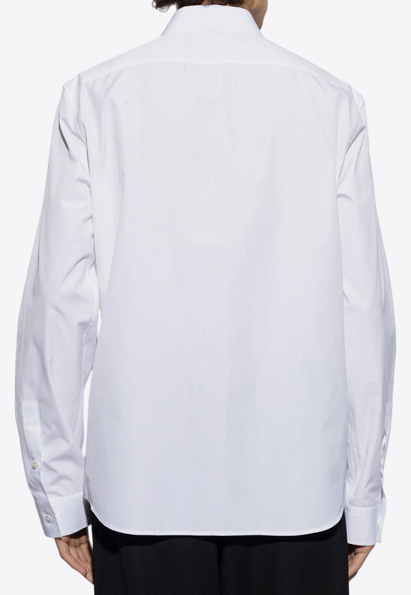 Balmain Embroidered Collar Long-Sleeved Shirt White EH1HS409 CF43-0FA