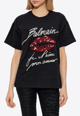 Balmain Kiss Embroidered T-shirt Black EF1EG125 PC74-EIM