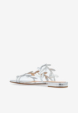 Gianvito Rossi Flavia Metallic Leather Flat Sandals Silver G15680 05RIC-METARGE