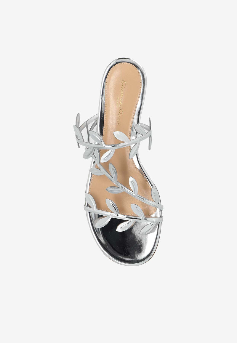 Gianvito Rossi Flavia Metallic Leather Flat Sandals Silver G15680 05RIC-METARGE