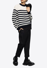 Balmain Embossed Monogram Striped Sweater White EH1KD106 KI01-GCR