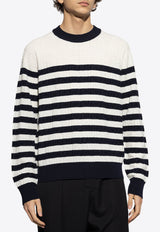 Balmain Embossed Monogram Striped Sweater White EH1KD106 KI01-GCR