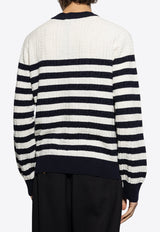 Balmain Embossed Monogram Striped Sweater White EH1KD106 KI01-GCR