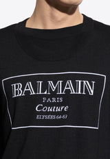 Balmain Couture Label Jacquard Wool Sweater Black EH1KD145 KH87-EAB