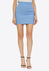 Balmain PB Monogram Jacquard Mini Skirt Light Blue EF1LB004 KI02-SPB