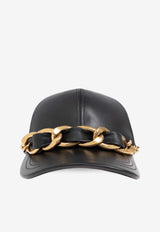 Balmain Chain Appliqué Leather Cap Black EH1XA335 LD84-EAD