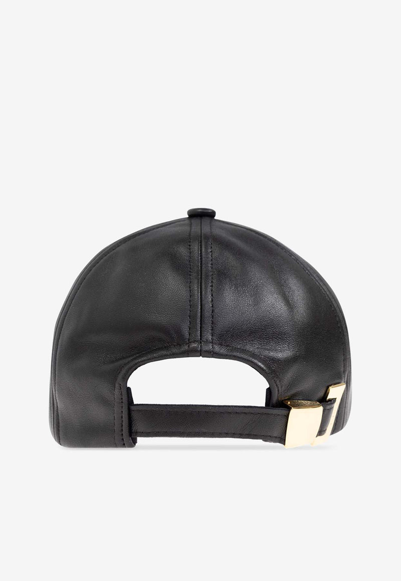 Balmain Chain Appliqué Leather Cap Black EH1XA335 LD84-EAD