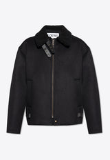 Loewe Collar Wool Zip-Up Jacket Black H526Y01WCB 0-BLACK