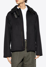 Loewe Collar Wool Zip-Up Jacket Black H526Y01WCB 0-BLACK