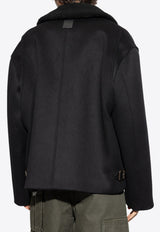 Loewe Collar Wool Zip-Up Jacket Black H526Y01WCB 0-BLACK