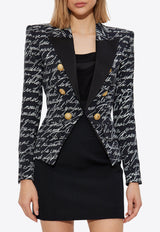 Balmain Love Letter Print Blazer Black EF1SM340 MG60-EAB