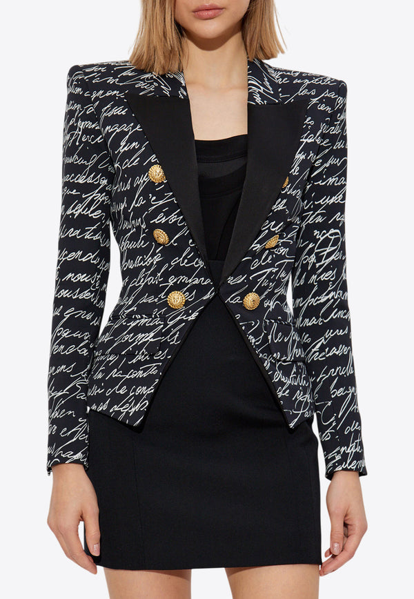 Balmain Love Letter Print Blazer Black EF1SM340 MG60-EAB