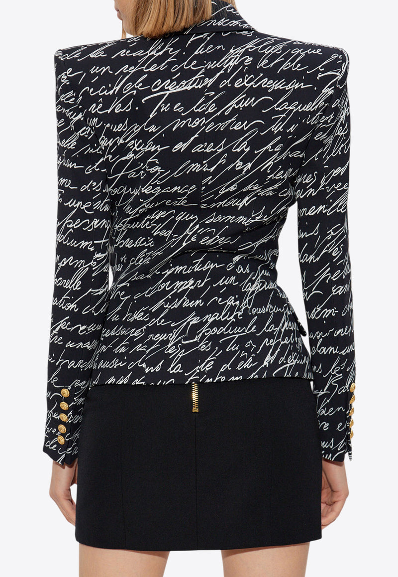 Balmain Love Letter Print Blazer Black EF1SM340 MG60-EAB