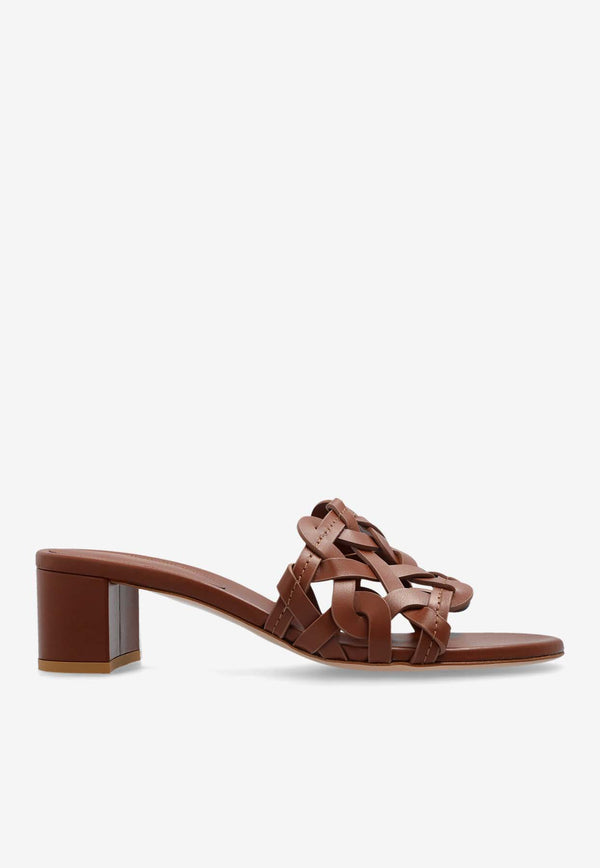 Gianvito Rossi Amalfi 45 Calf Leather Mules Brown G10025 45RIC-CLNHAVA