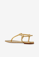 Gianvito Rossi Juno Metallic Leather Thong Sandals Gold G32395 05CUO-NPSMEKO