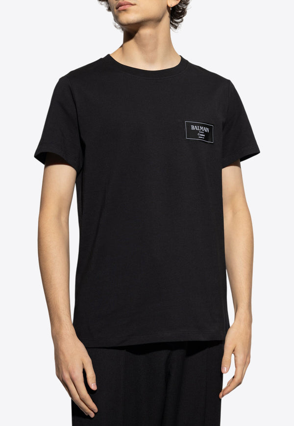 Balmain Couture Label T-shirt Black EH1EF000 BC91-0PA