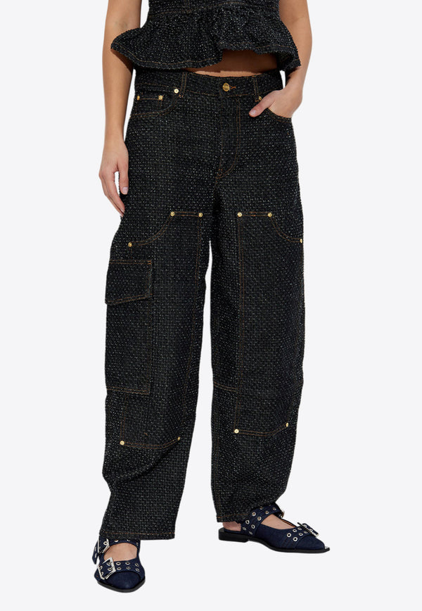 GANNI Washed Straight-Leg Jeans Black J1617 6804-099