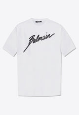 Balmain Beaded Logo T-shirt White EH1EH175 PC70-GAB