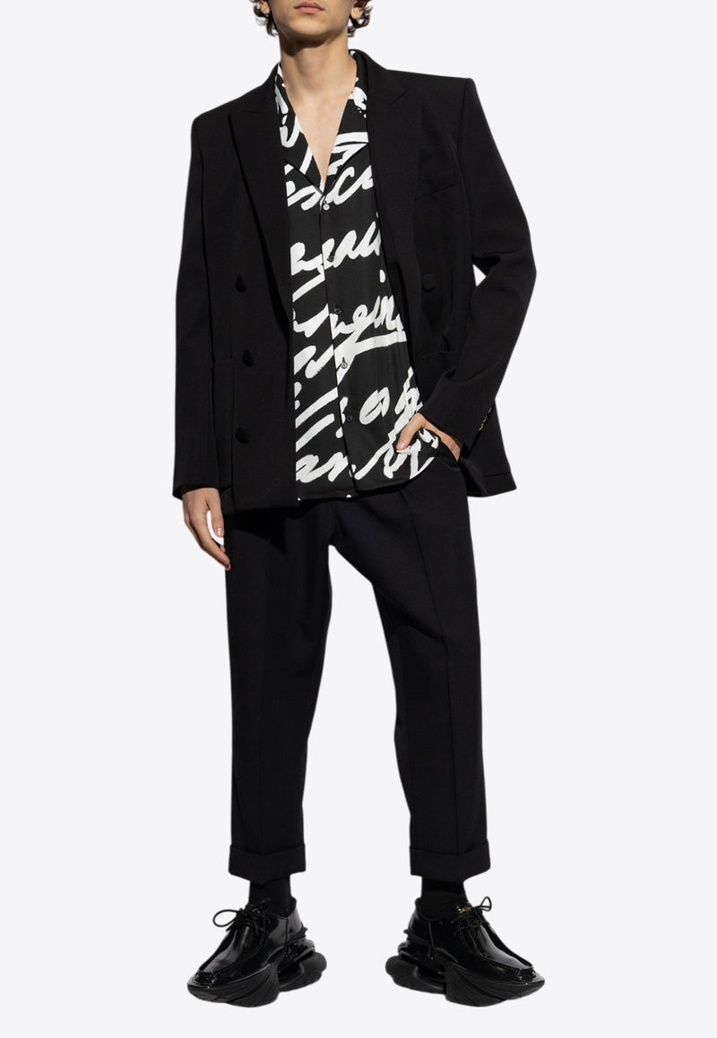 Balmain Love Letter Print Shirt Black EH1HN065 VH47-EAB