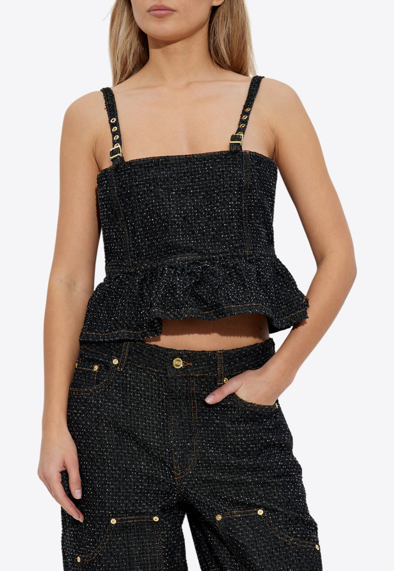 GANNI Denim Strappy Top  Black J1615 6804-099