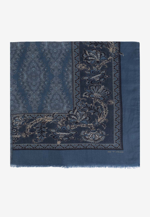 Etro Paisley Print Cashmere Scarf Navy MATA0009 AK804-X0883