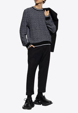 Balmain PB Logo Monogram Wool-Blend Sweater Black EH1KD000 KI03-GAB