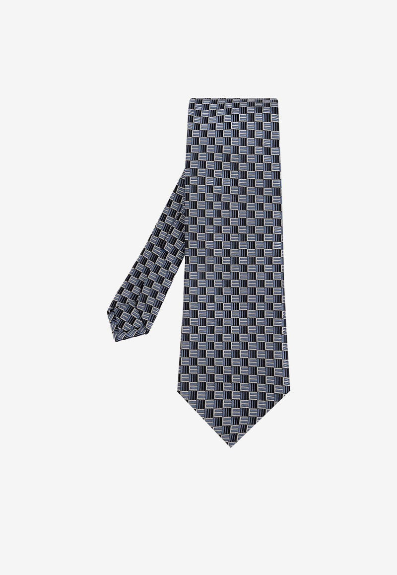 Etro Patterned Jacquard Silk Tie Navy MASA0001 AQ090-S9880