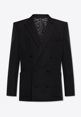 Balmain Double-Breasted Wool Blazer Black EH1SG160 WC09-0PA