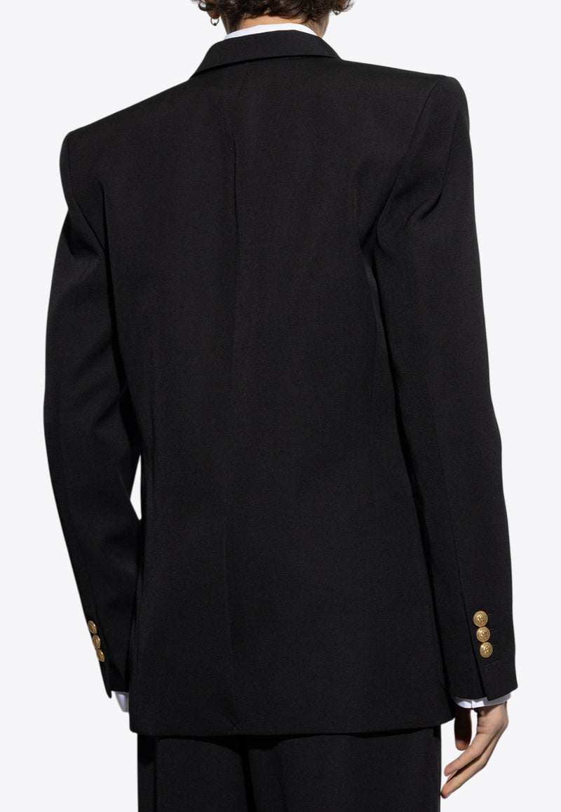 Balmain Double-Breasted Wool Blazer Black EH1SG160 WC09-0PA