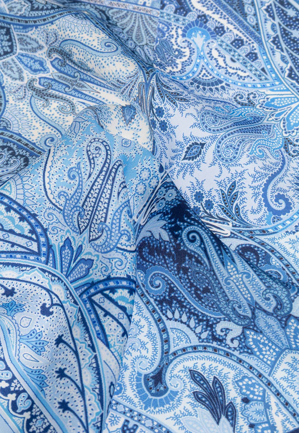 Etro Paisley Print Silk Pocket Square Light Blue MAUA0004 AK824-X0883