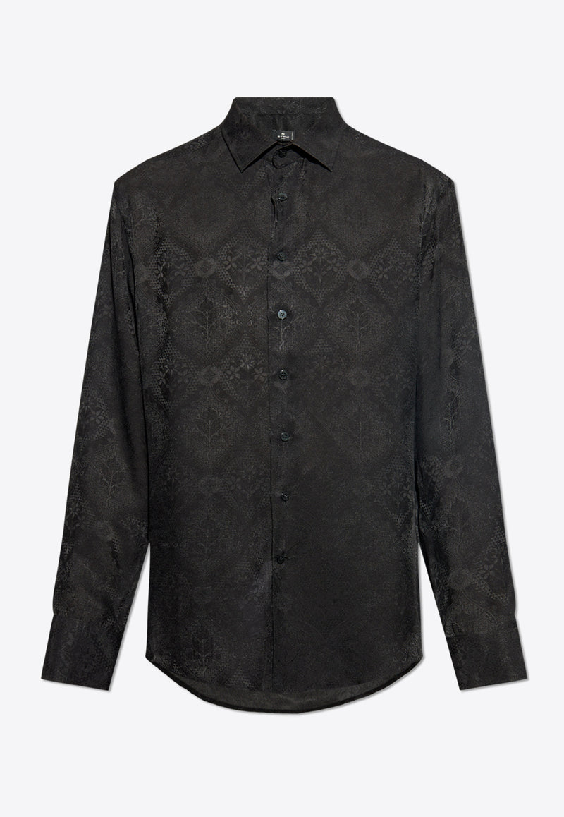 Etro Roma Paisley Jacquard Long-Sleeved Shirt Black MRIB0001 99TJD74-N0000