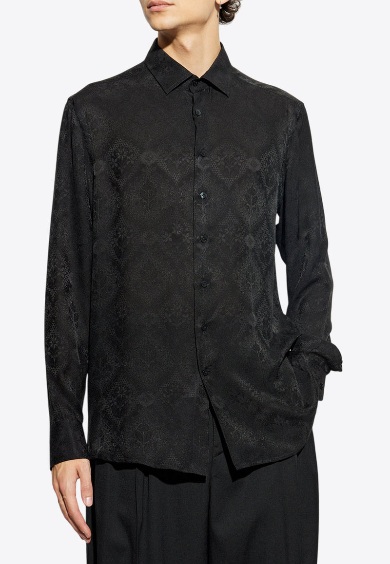 Etro Roma Paisley Jacquard Long-Sleeved Shirt Black MRIB0001 99TJD74-N0000