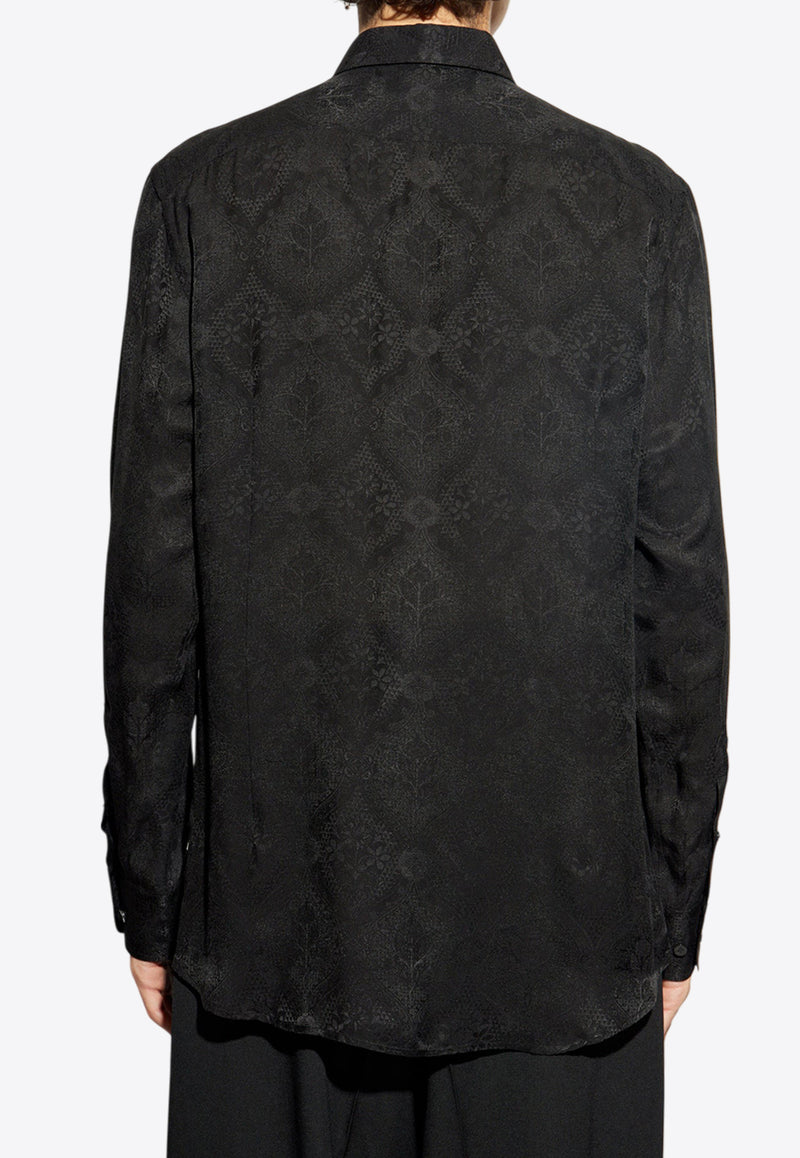 Etro Roma Paisley Jacquard Long-Sleeved Shirt Black MRIB0001 99TJD74-N0000