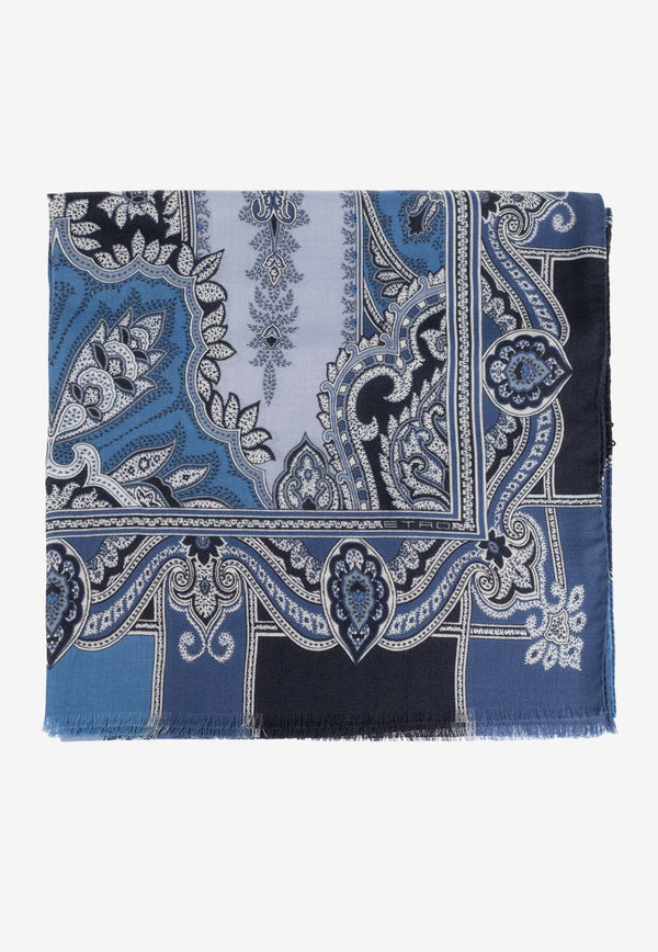 Etro Baroque Print Cashmere Scarf Blue MATA0007 AK811-X0880