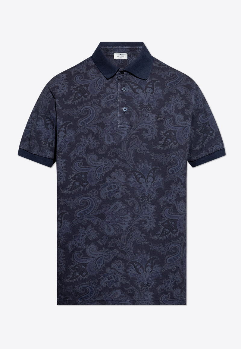 Etro Paisley Jacquard Polo T-shirt Navy MRMD0004 AK570-X0883