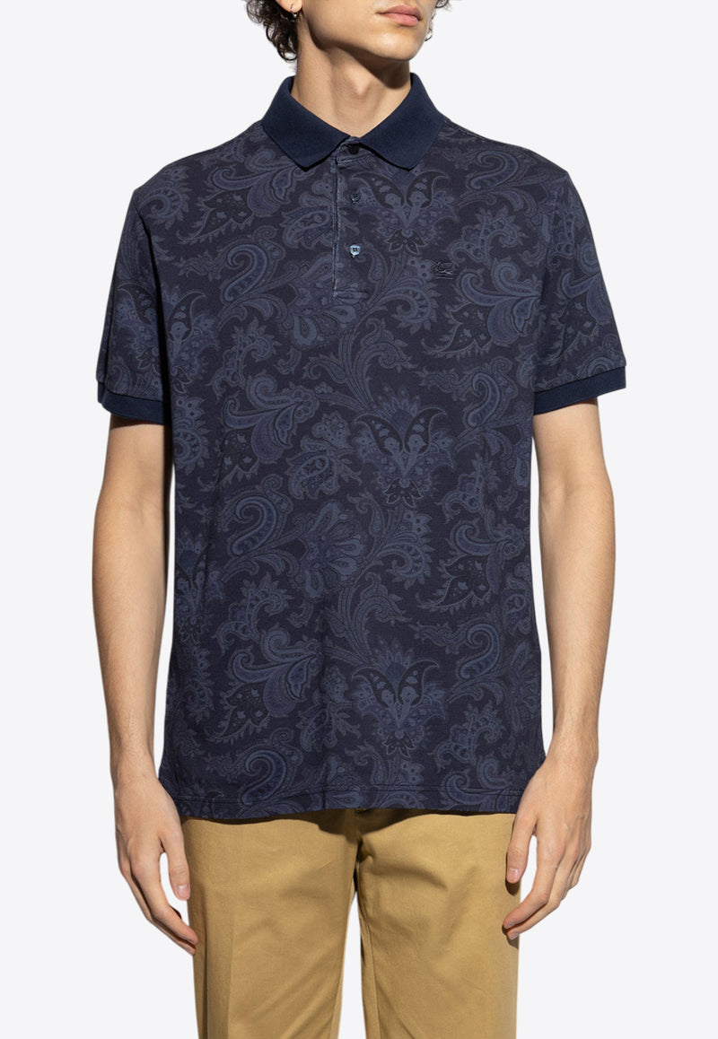 Etro Paisley Jacquard Polo T-shirt Navy MRMD0004 AK570-X0883