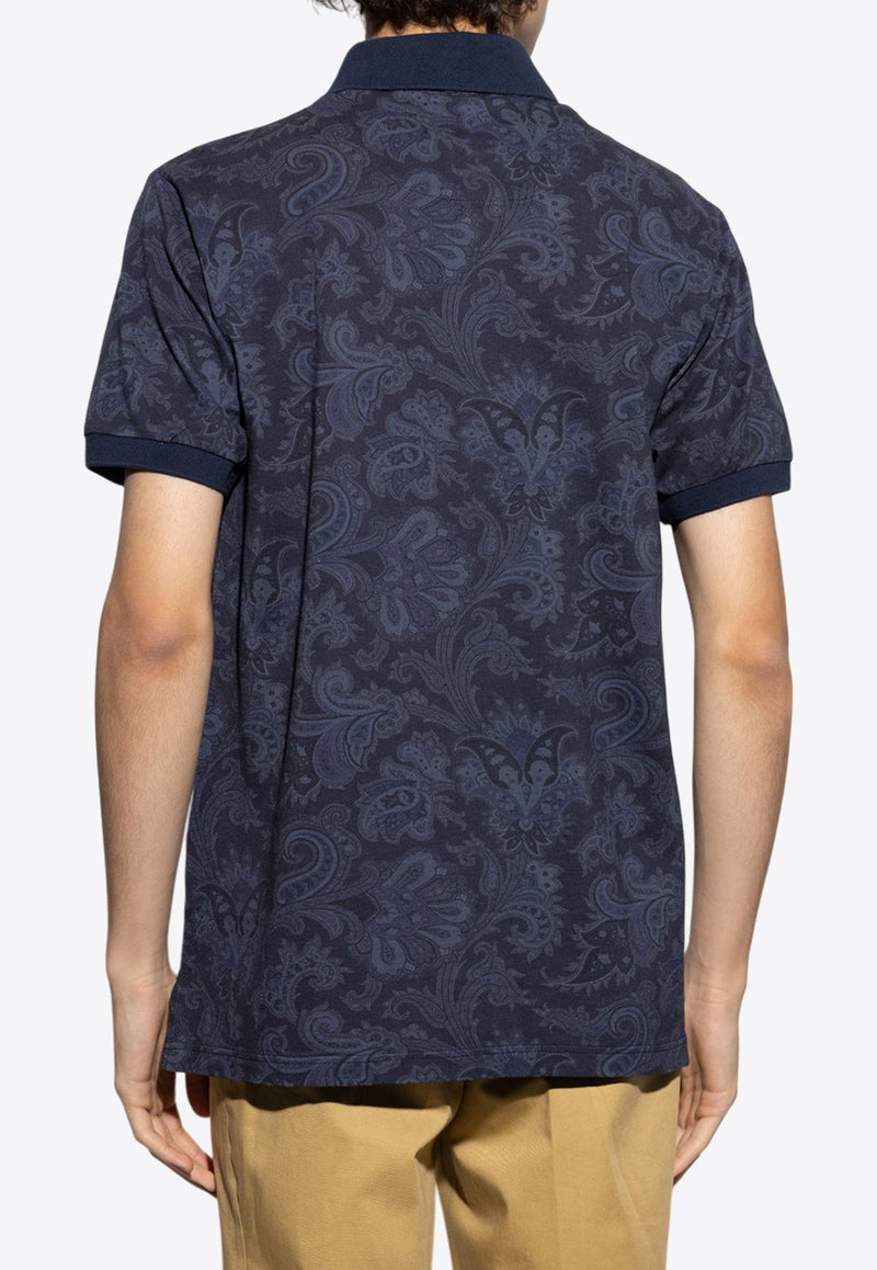 Etro Paisley Jacquard Polo T-shirt Navy MRMD0004 AK570-X0883