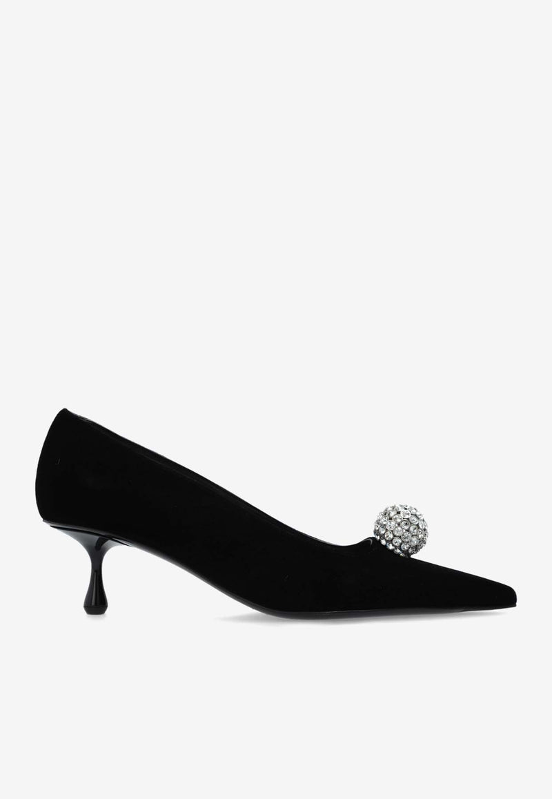 Jimmy Choo Orb 50 Velvet Pumps Black ORB PUMP 50 IQB-BLACK CRYSTAL