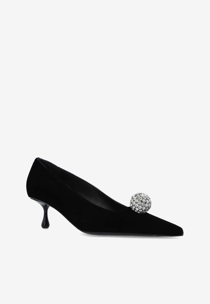 Jimmy Choo Orb 50 Velvet Pumps Black ORB PUMP 50 IQB-BLACK CRYSTAL