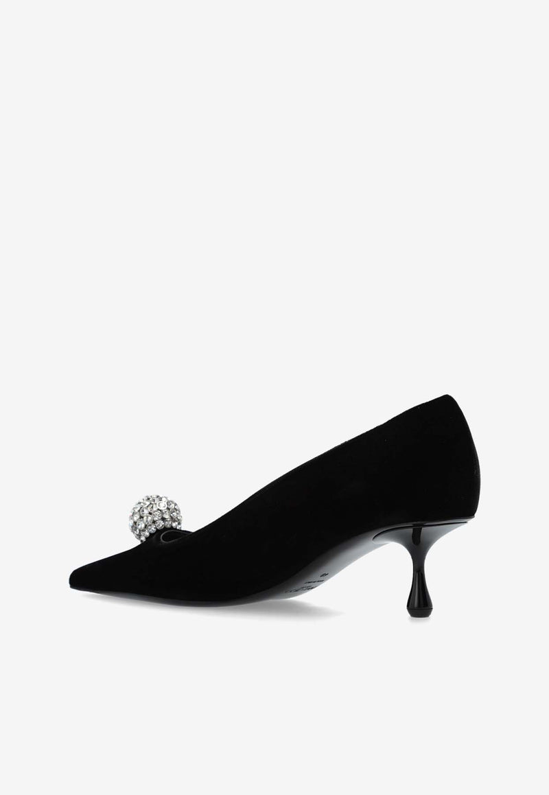 Jimmy Choo Orb 50 Velvet Pumps Black ORB PUMP 50 IQB-BLACK CRYSTAL