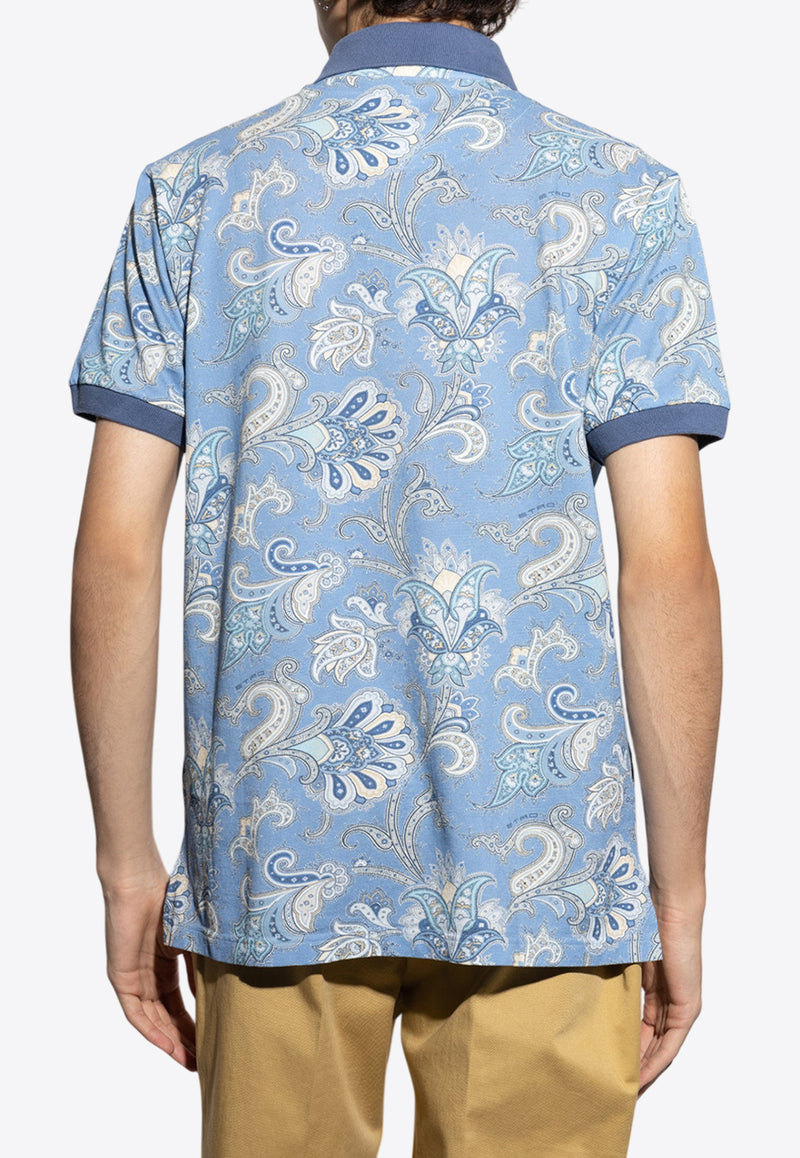 Etro Paisley Print Polo T-shirt Light Blue MRMD0004 AK570-X0880