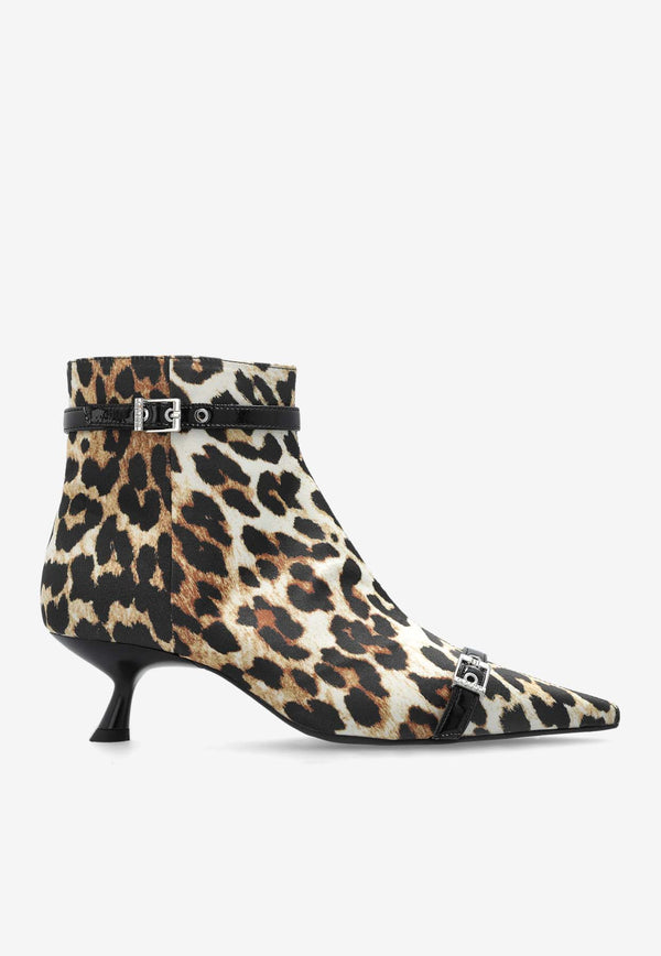 GANNI Leopard Print Ankle Boots Brown S2883 4929-943