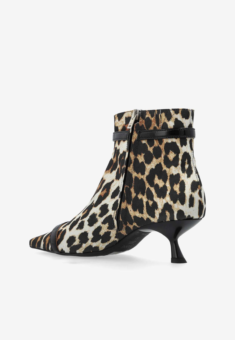 GANNI Leopard Print Ankle Boots Brown S2883 4929-943