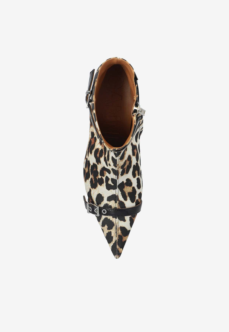 GANNI Leopard Print Ankle Boots Brown S2883 4929-943